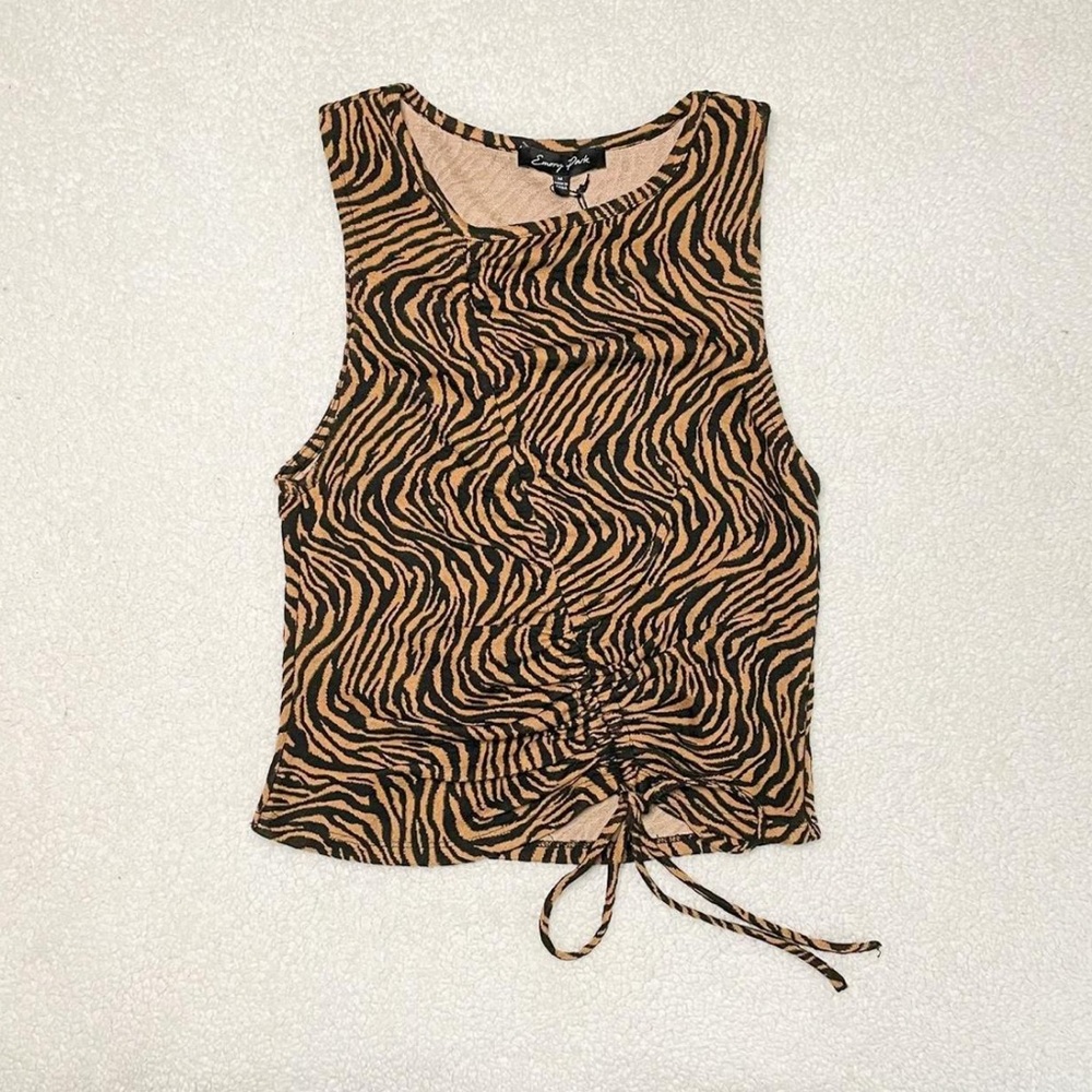 Emory Park Brown Zebra Print Tank Top